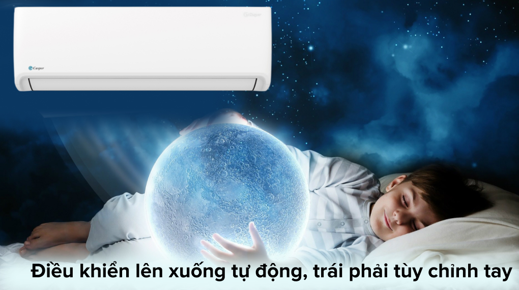 Điều hòa Casper hai chiều Inverter 12800 BTU GH-12IS33 hoạt động với cơ chế điều khiển lên xuống tự động, trái phải mang đến không gian làm lạnh đồng đều