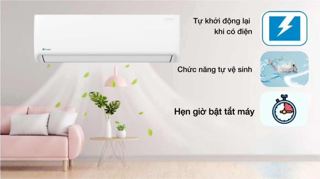 Điều hòa Casper hai chiều Inverter 9800 BTU GH-09IS33 với tính năng hẹn giờ bật tắt, giúp tiết kiệm điện và đảm bảo sức khỏe người dùng