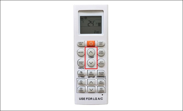Nhấn nút mũi tên lên hoặc xuống để tùy chỉnh mức nhiệt phù hợp nhu cầu sử dụng