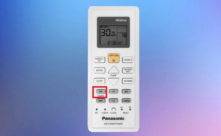 Nhấn nút ON TIMER để tiến hành hẹn giờ bật trên điều hòa