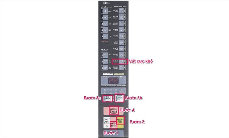 Các bước thiết lập tính năng vắt cực khô cho đồ đã giặt trước đó
