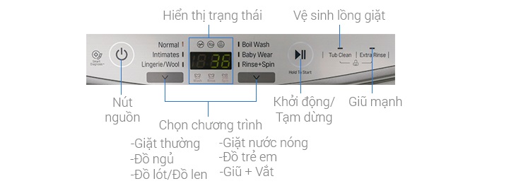 Bảng điều khiển máy giặt LG T2735NWLV