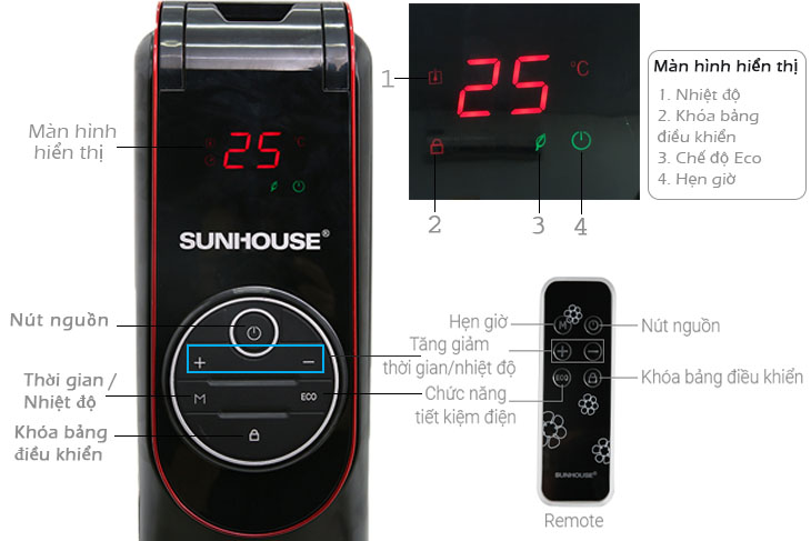 Tổng quan về máy sưởi dầu Sunhouse SHD7085-KG