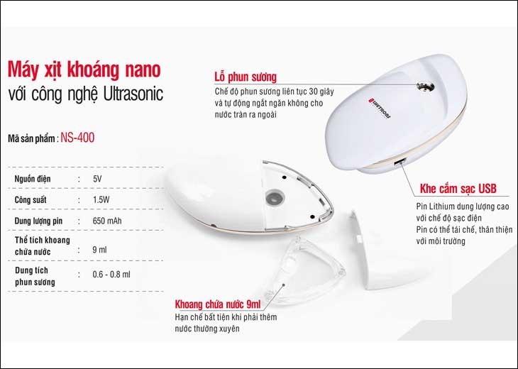 Máy xịt khoáng dưỡng ẩm Nano Lifetrons NS-400