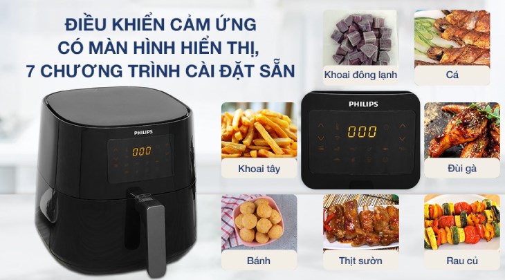 Nồi chiên không dầu Philips HD9280/90 6.2 lít được tích hợp 7 chương trình cài đặt sẵn, hỗ trợ bạn nấu nướng nhanh chóng