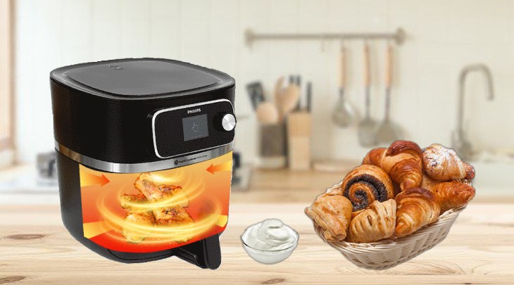 Nồi chiên không dầu Philips HD9880/90 8.3 lít cần được làm nóng trước khi sử dụng để hoạt động tốt hơn