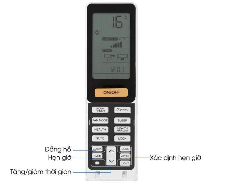 Cài đặt thời gian cho remote và hẹn giờ bật/tắt