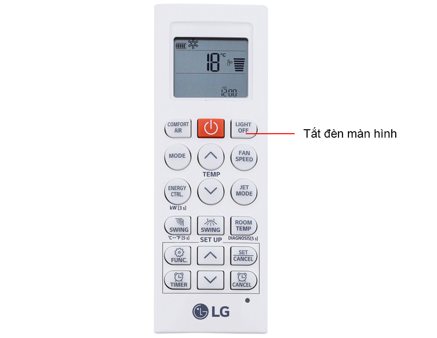 Hướng dẫn sử dụng remote cho dòng máy lạnh LG APF, API - Tắt đèn màn hình