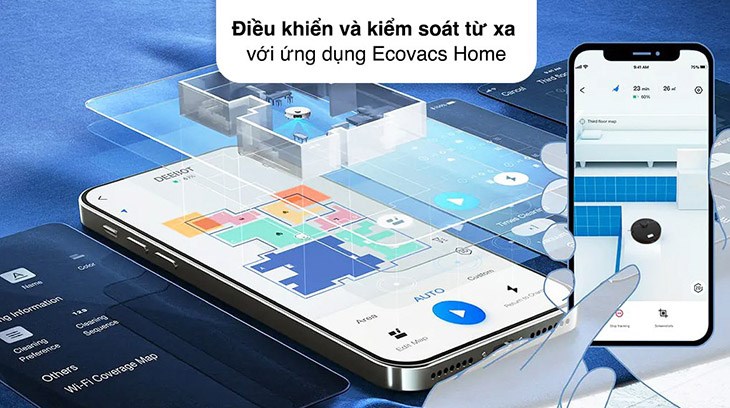 Việc quản lý robot hút bụi lau nhà Ecovacs Deebot T9 AIVI vô cùng dễ dàng nhờ ứng dụng Ecovacs Home