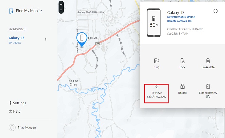 Trích xuất dữ liệu cuộc gọi và tin nhắn gần đây (Retrieve calls/messages)