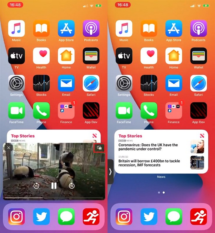 Tắt chế độ Picture-in-Picture và quay lại chế độ xem toàn màn hình