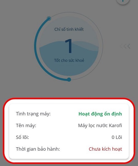 Tình trạng của máy lọc nước