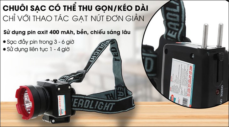 Thời gian để sạc đầy đèn pin sạc đội đầu Sunhouse SHE-5012 là 3 - 6 giờ