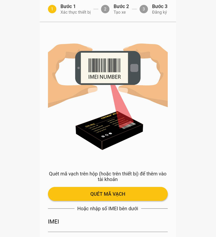Quét mã vạch từ thiết bị hoặc nhập IMEI thủ công