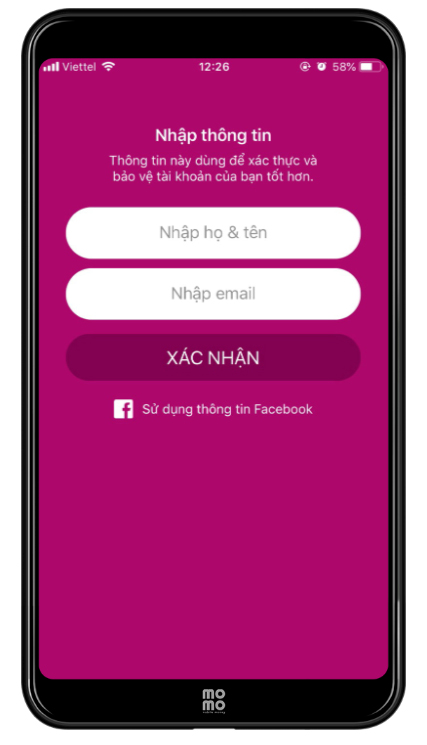 Nhập vào thông tin theo yêu cầu