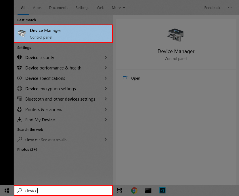 Nhấn Windows > Device Manager
