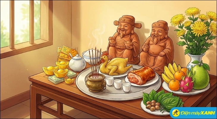 Cúng Ông Địa và Thần Tài cần chuẩn bị bàn thờ sạch sẽ, tượng thần, lễ vật cơ bản hàng ngày và mâm cúng đầy đủ vào các ngày vía