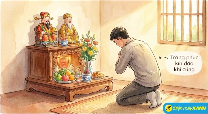 Khi cúng Thần Tài và Thổ Địa, trang phục cần lịch sự, sạch sẽ để thể hiện sự trang nghiêm và thành kính