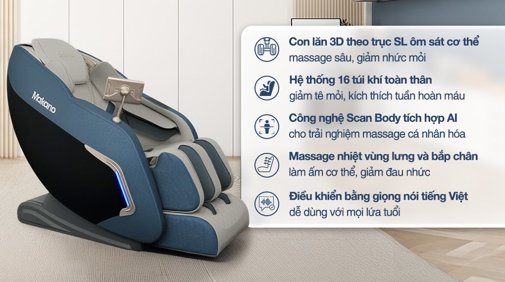 Ghế massage Makano MC102 cần được đặt ở những nơi thoáng mát, sạch sẽ và tránh ẩm ướt