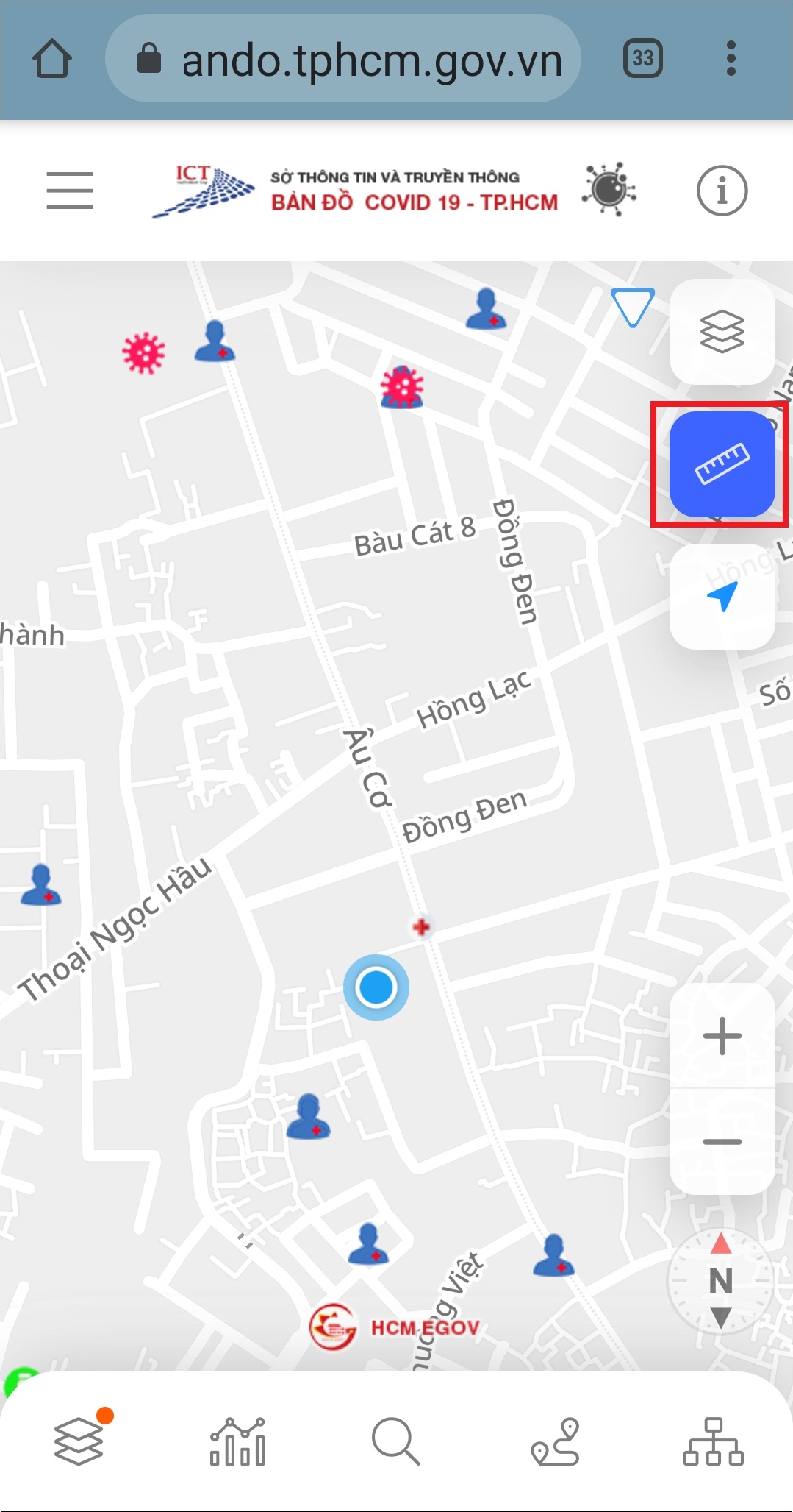 Chọn chức năng Đo khoảng cách