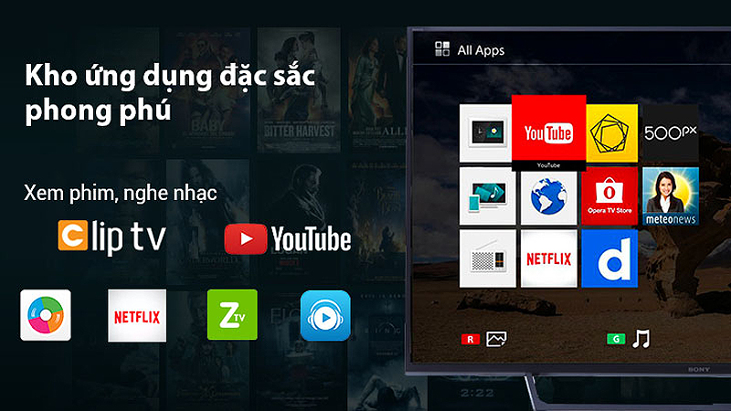 Internet tivi được trang bị cổng kết nối LAN và có thể kết nối wifi người dùng dễ dàng truy cập vào Internet thỏa thích khám phá kho ứng dụng giải trí cơ bản.