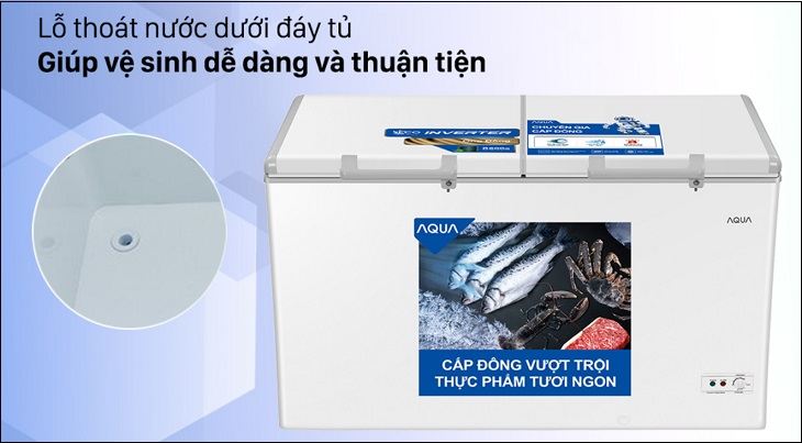 Lỗ thoát nước trên tủ đông