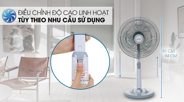 Bạn có thể tùy chỉnh độ cao của quạt bàn linh hoạt