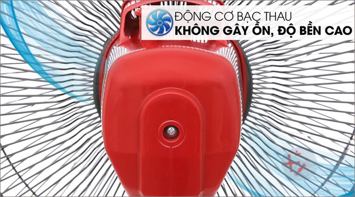 Quạt bàn Mitsubishi D12-GA CY-RD sử dụng động cơ bạc thau có độ bền cao, hoạt động êm ái, hạn chế tiếng ồn