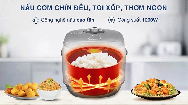 Nồi cơm điện cao tần Sunhouse hỗ trợ nấu cơm phù hợp với đa dạng khẩu vị ăn trong gia đình