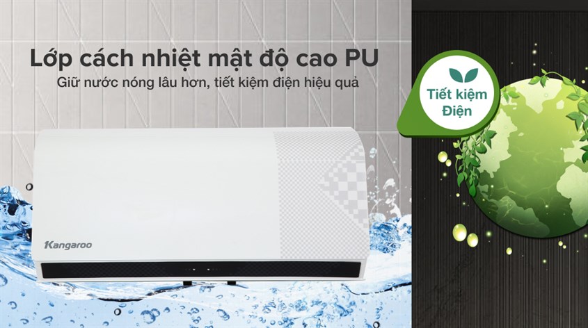 Máy nước nóng gián tiếp Kangaroo 22 lít 2500W KG79A2 giữ nước nóng lâu hơn với lớp cách nhiệt mật độ cao