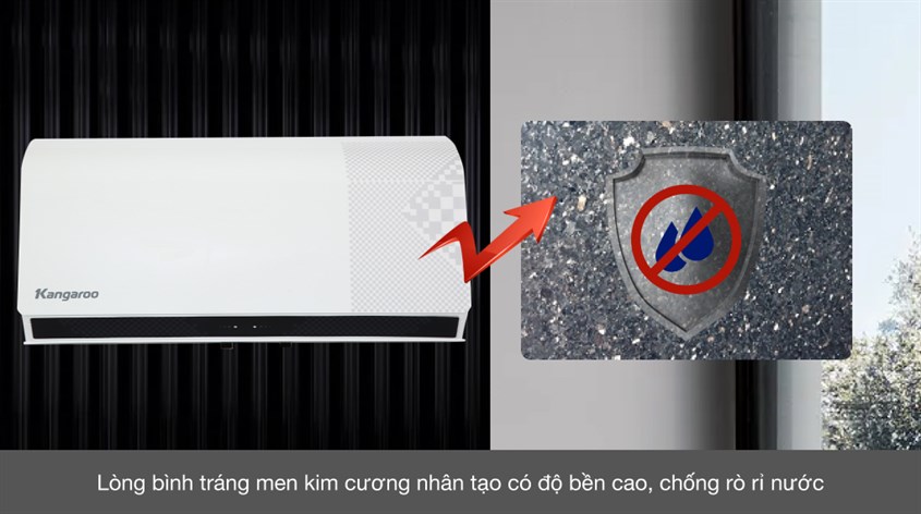 Máy nước nóng gián tiếp Kangaroo 30 lít 2500W KG79A3 được tráng men chống cặn và rò rỉ nước