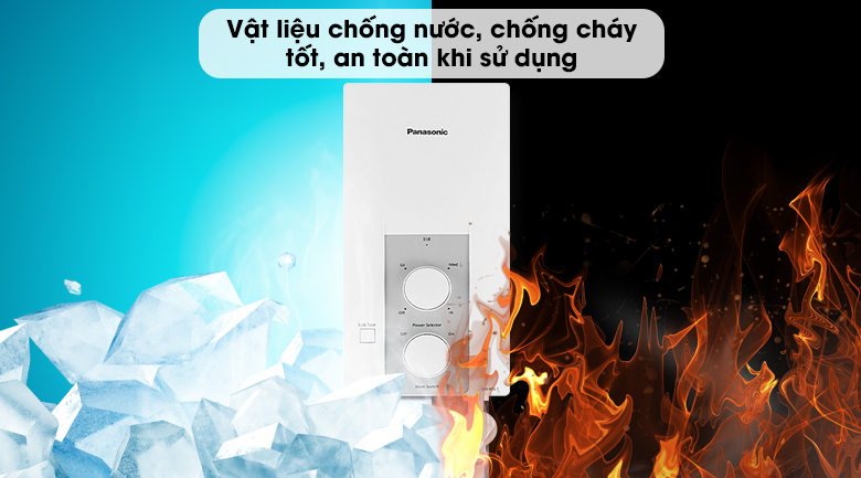 Máy nước nóng Panasonic DH-4RL1VW 4500W với vỏ bên ngoài làm từ vật liệu chống cháy, mang đến sự an tâm tuyệt đối cho người sử dụng