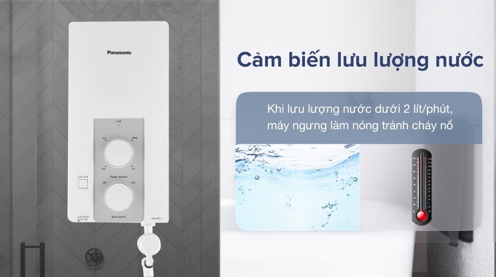 Máy nước nóng trực tiếp Panasonic 4500W DH-4RL1VW sẽ ngưng làm nóng nếu lưu lượng nước dưới 2 lít/phút