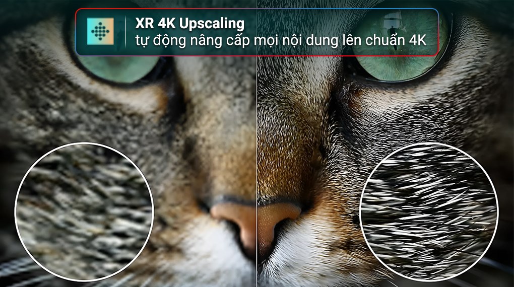 Công nghệ XR 4K Upscaling trên tivi Sony giúp nâng cấp hình ảnh từ độ phân giải thấp lên gần chuẩn 4K