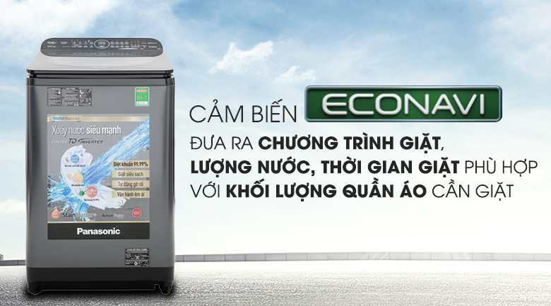 Cảm biến Econavi tự đưa ra chương trình giặt phù hợp với khối lượng quần áo