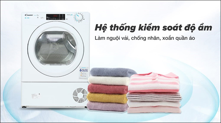 Máy sấy Candy có hệ thống kiểm soát độ ẩm