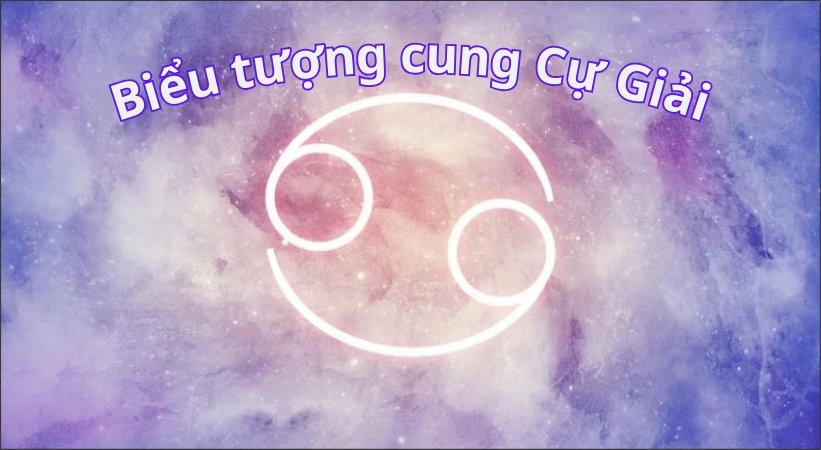 Ký hiệu cung Cự Giải trông giống như hai càng cua đan vào nhau hoặc hai nửa vòng tròn âm dương