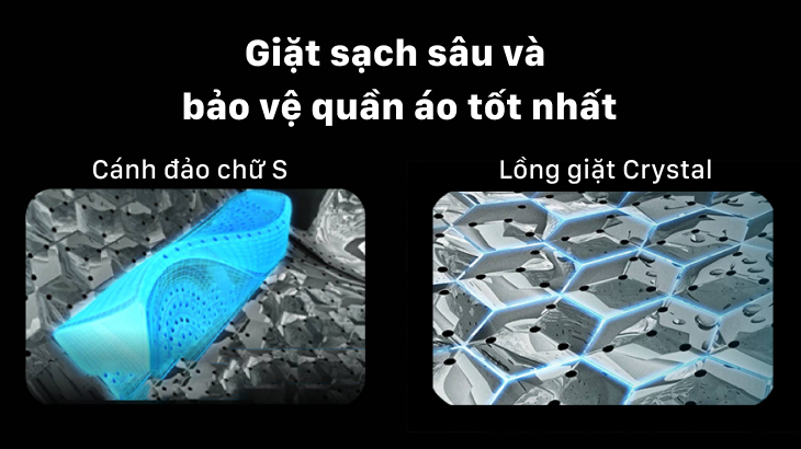 Giặt sạch sâu và bảo vệ quần áo - Lồng giặt cystal và cánh đảo chữ S