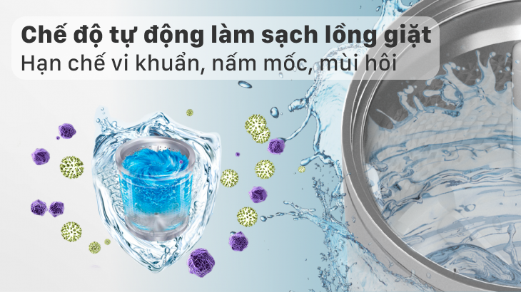 Giúp quần áo sạch sẽ cho lần giặt sau với chế độ tự vệ sinh lồng giặt