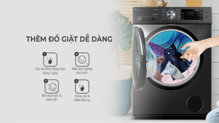 Tiện lợi và tiết kiệm thời gian với chức năng thêm đồ giặt