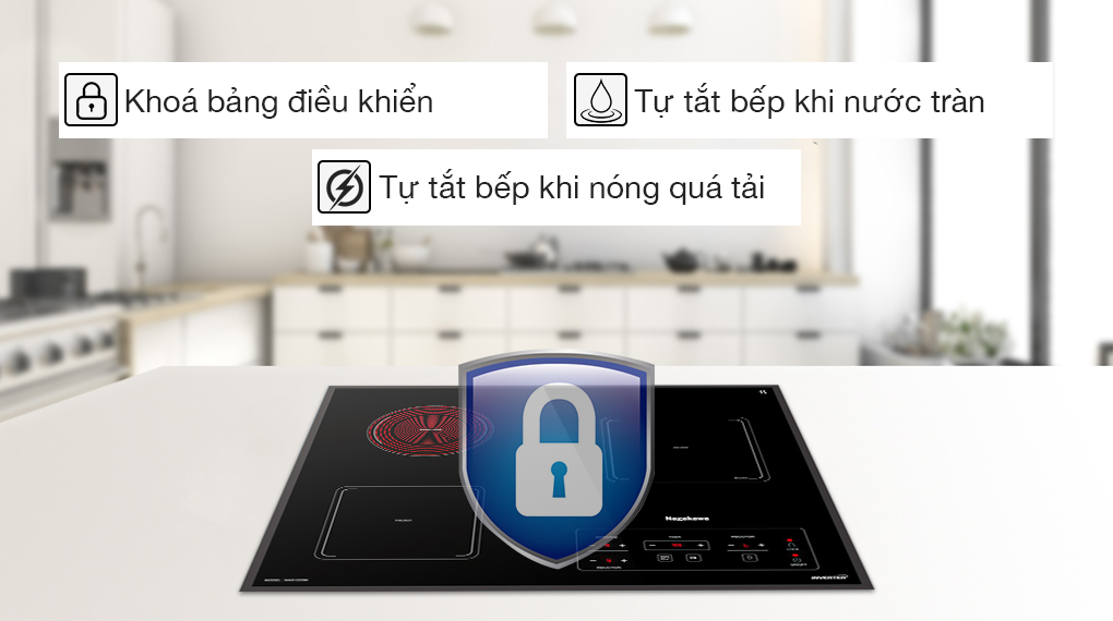 An toàn khi sử dụng với các chế độ bảo vệ trên bếp điện từ Nagakawa