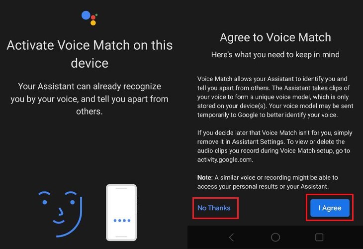 Bước 5: Kích hoạt Voice Match