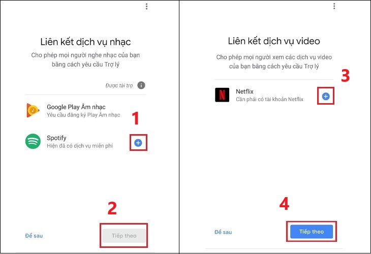 Bước 6: Liên kết dịch vụ Nghe nhạc và Xem video