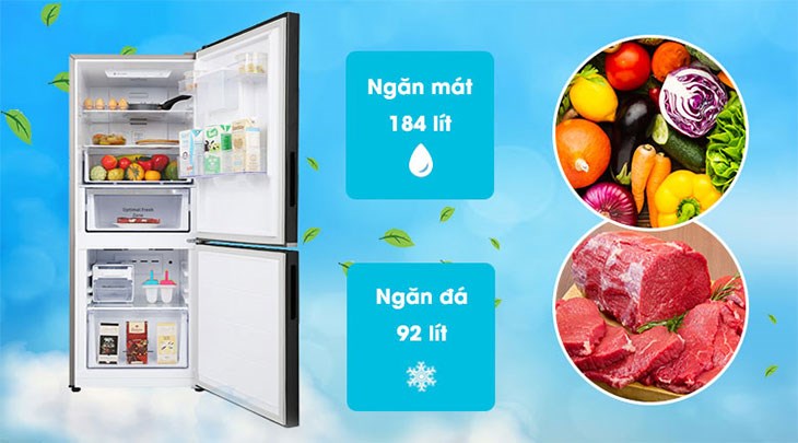 Tủ lạnh Samsung Inverter 276 lít RB27N4170BU/SV có khay kính chịu lực trong suốt, dễ dàng quan sát thực phẩm bên trong