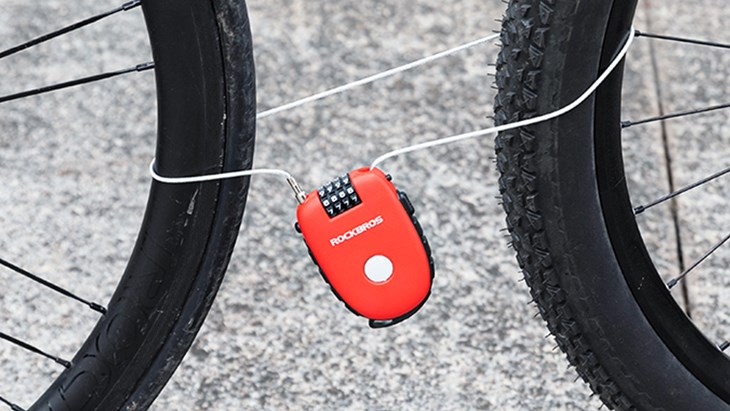 Khóa cáp xe đạp RockBros RB-L01 Đỏ có thiết kế hiện đại, khóa mật mã 4 số an toàn
