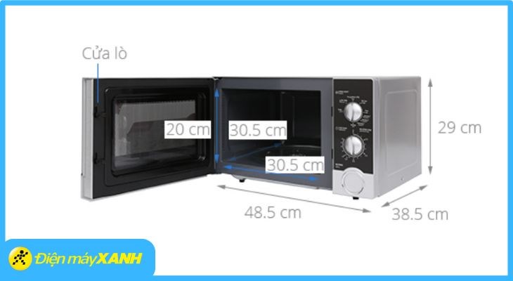 Kích thước lò vi sóng Sharp R-G302VN-S 23 lít