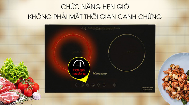 Bếp từ hồng ngoại lắp âm Kangaroo KG499N có chế độ hẹn giờ nấu tiện dụng cho người nội trợ tùy chọn linh hoạt tùy theo công thức nấu