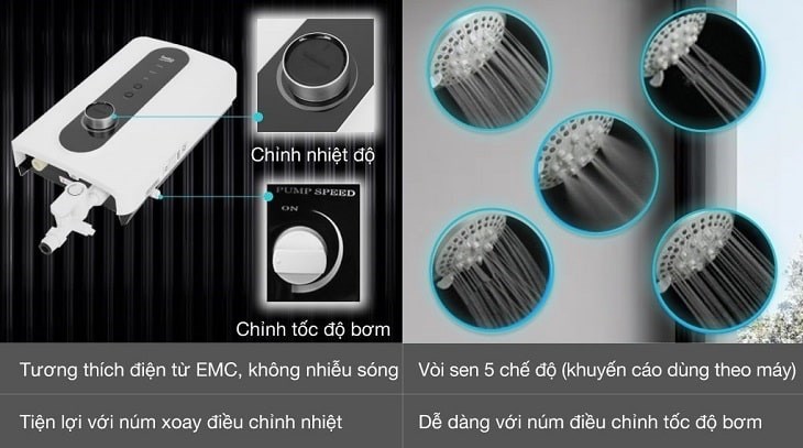 Máy nước nóng trực tiếp Beko 3500W BWI35S2D-213 có tính năng tương tích điện từ EMC nổi bật trong thị trường