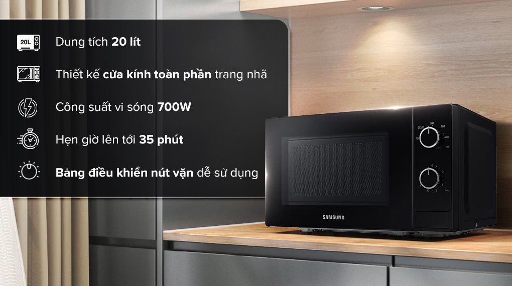 Lò vi sóng Samsung MS20A3010AL/SV 20 lít đến từ thương hiệu Samsung uy tín
