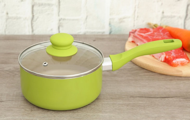 Quánh nhôm chống dính nắp kính 16 cm Sunhouse SMP151 Xanh lá